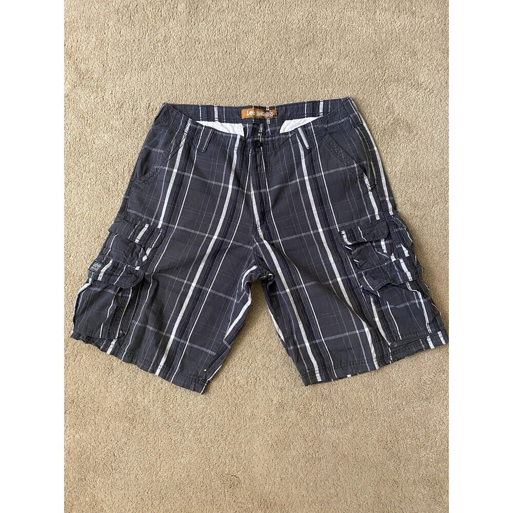 Lee Dungarees Plaid Cargo Baggy Shorts 90’s Y2K Size 32